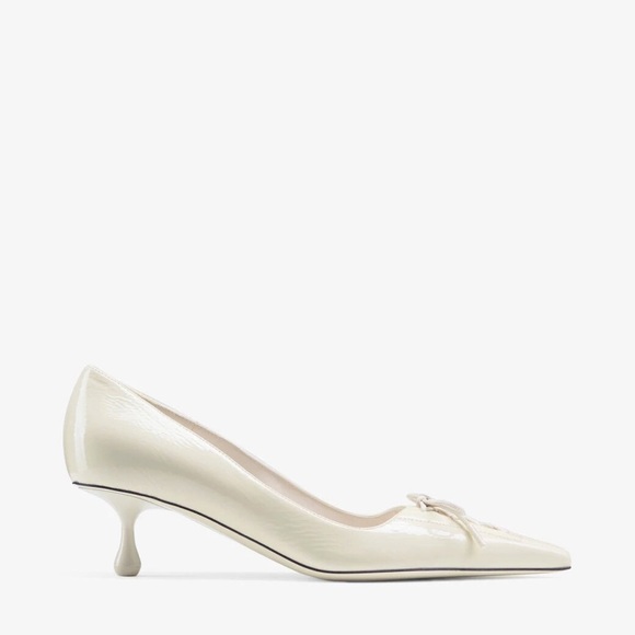 EUC JIMMY CHOO Scarlett 50 lace-up patent-leather pointed-toe pumps 38 $1,075 - Picture 1 of 16